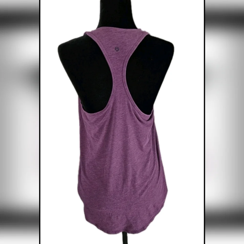 Lululemon Womens Heathered Plum Purple Yogi Racer Back Soft Workout Tank M